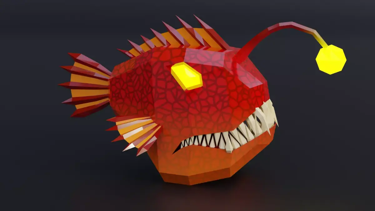 Cartoon anglerfish low poly Roblox game pet  Blender Low-poly 3D model