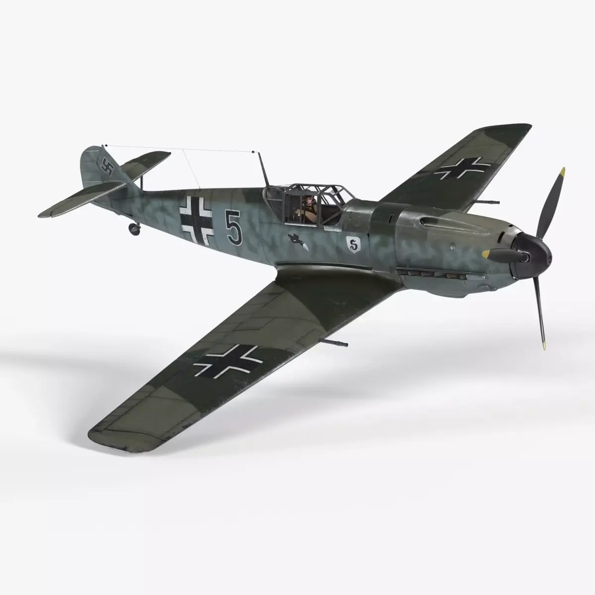 Messerschmitt BF109 German Fighter Airplane Green V2 3D model