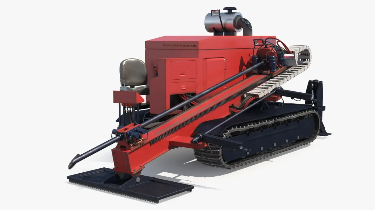 Horizontal Drilling Rig Red 3D model