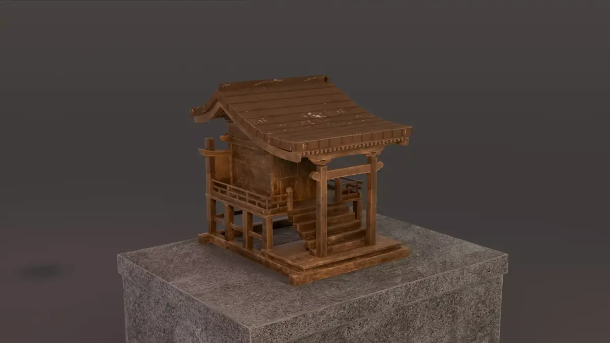 Japonese Small Temple Low-poly 3D model