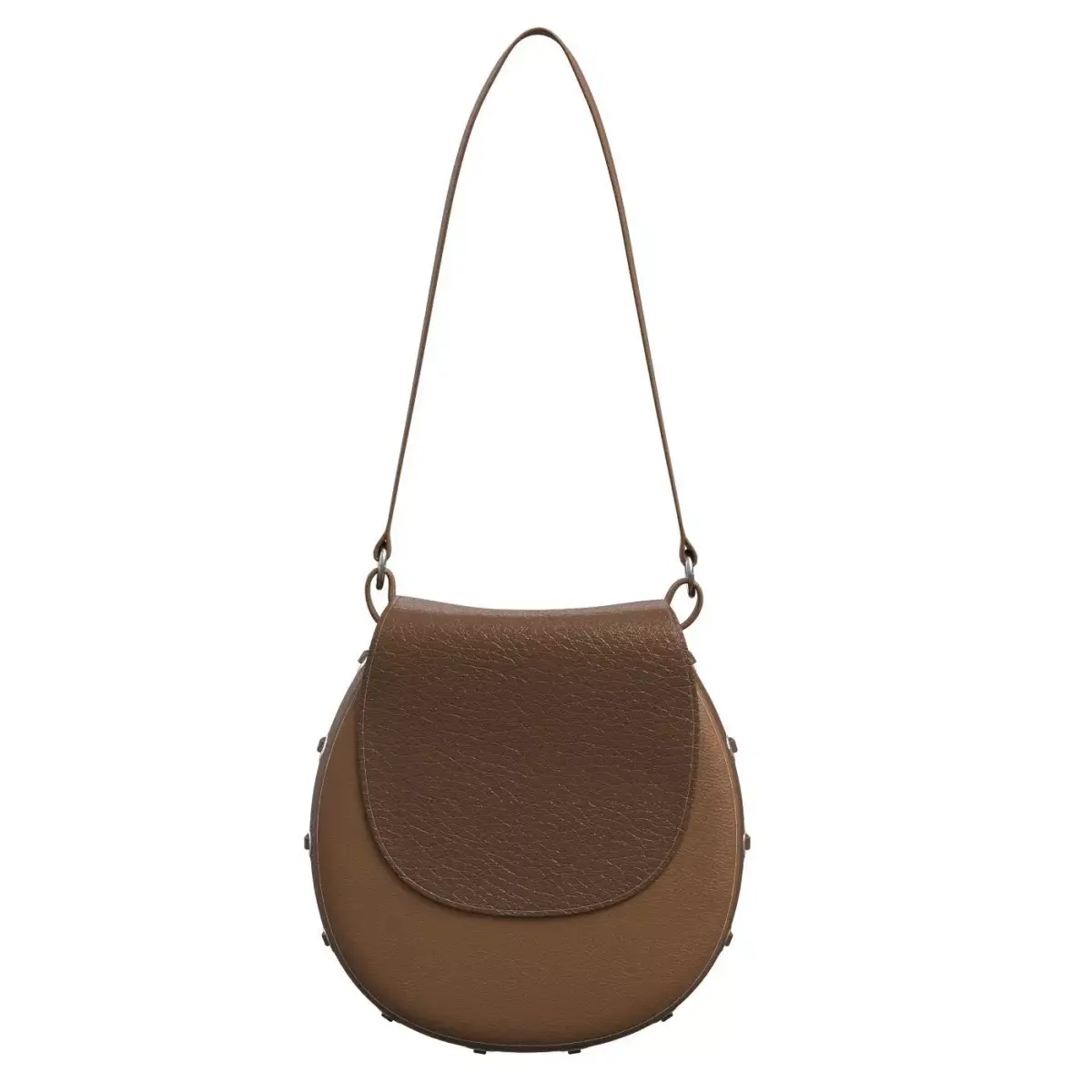 Brown Leather Saddle Bag 3D model