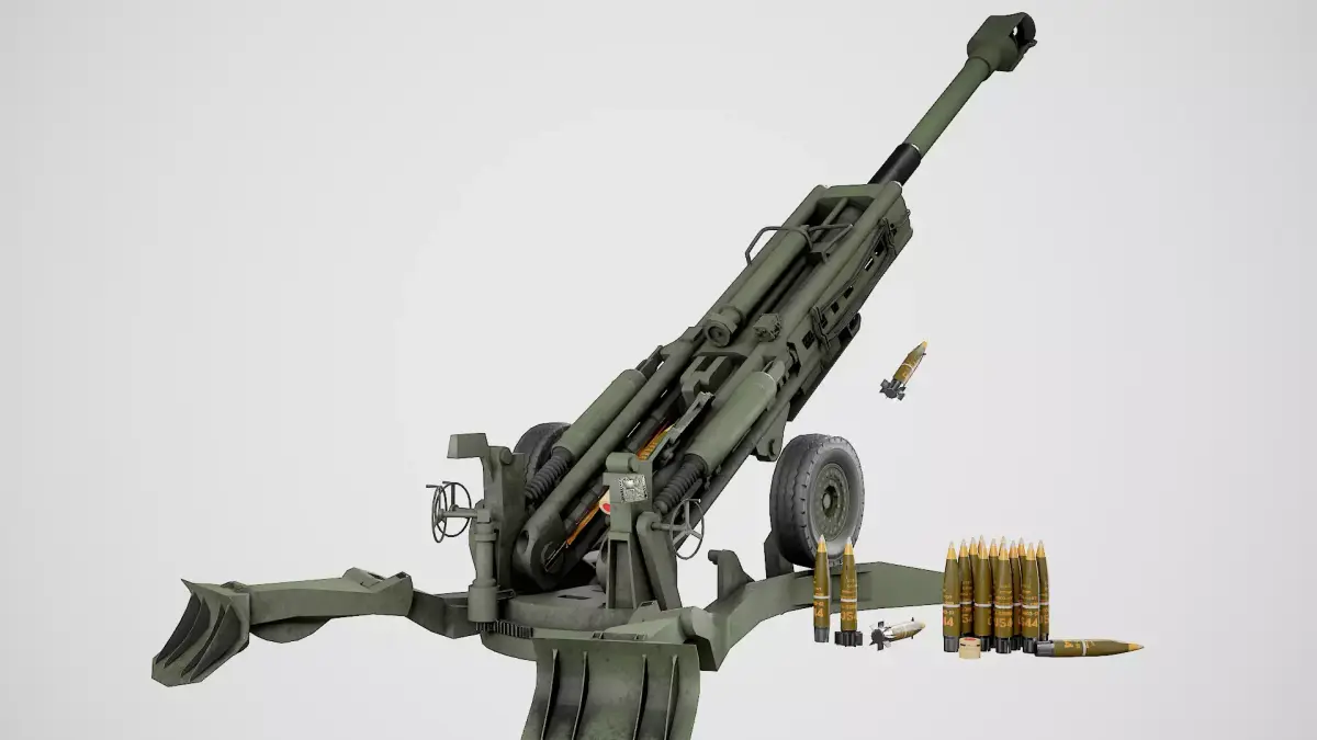 Lowpoly M777 Lightweight Towed Howitzer Low-poly 3D model