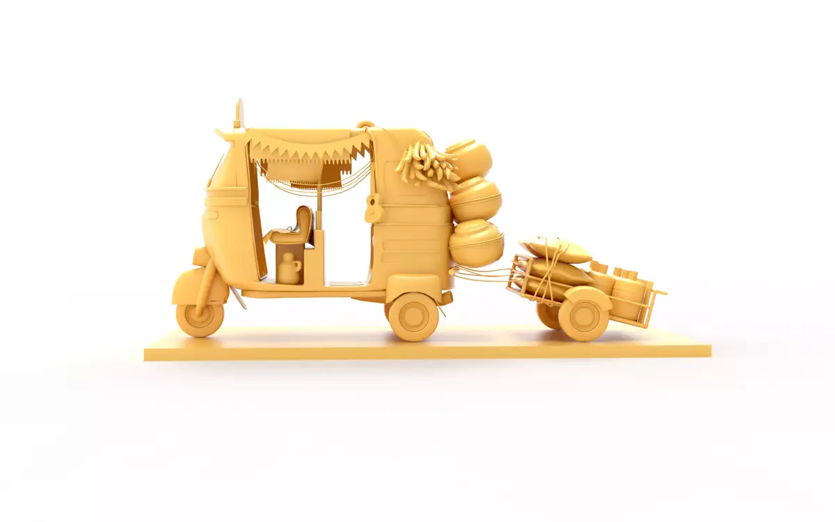 Indian Tuk Tuk Taxi Low-poly 3D model