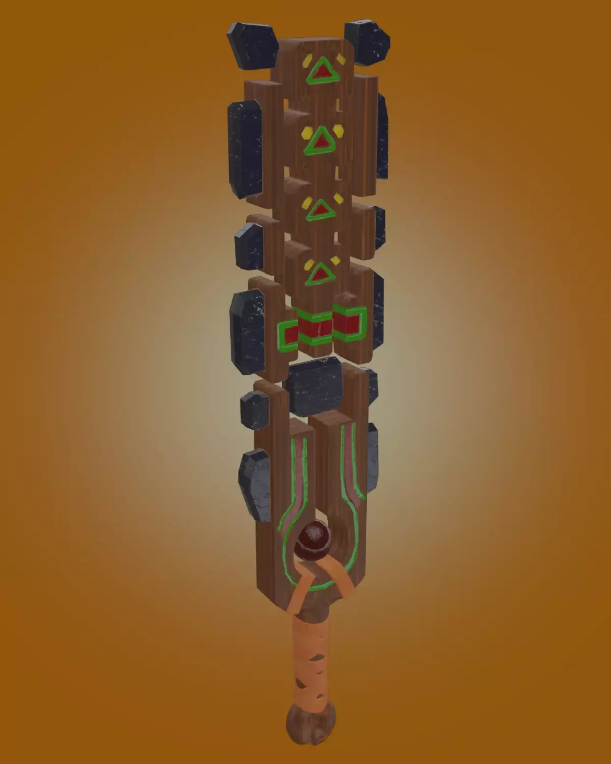 Wooden sword stylized PBR low poly game ready Low-poly 3D model