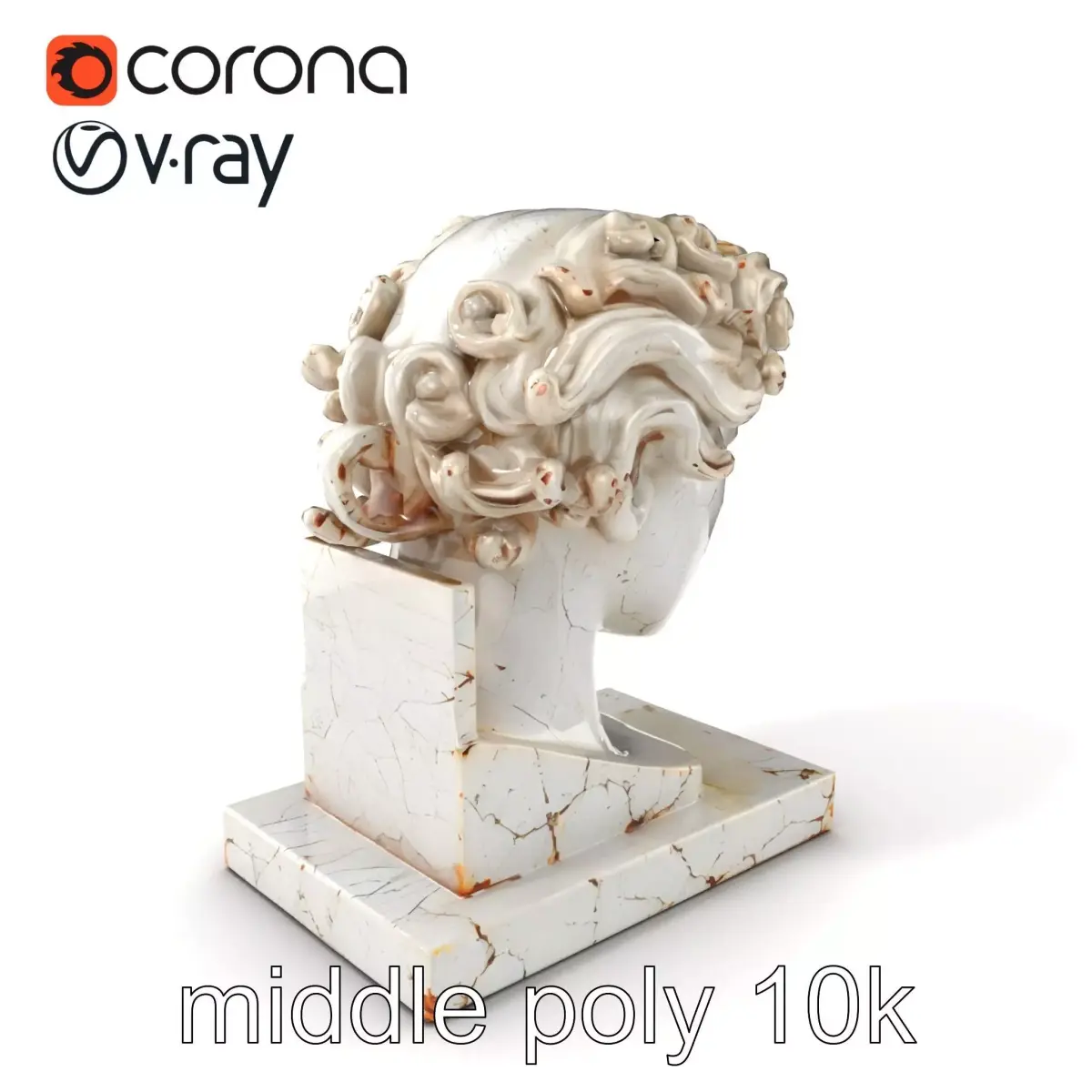 Ancient Greek Marble Bust model pack Low-poly 3D model