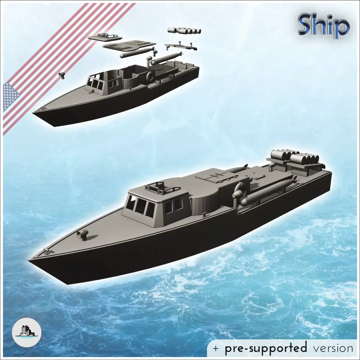 PT-658 patrol torpedo boat  - Modern WW2 WW1 World War Diaroma W 3D print model