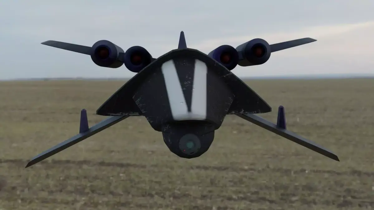 Aircraft airplane X-wing and four-turbine Low-poly 3D model