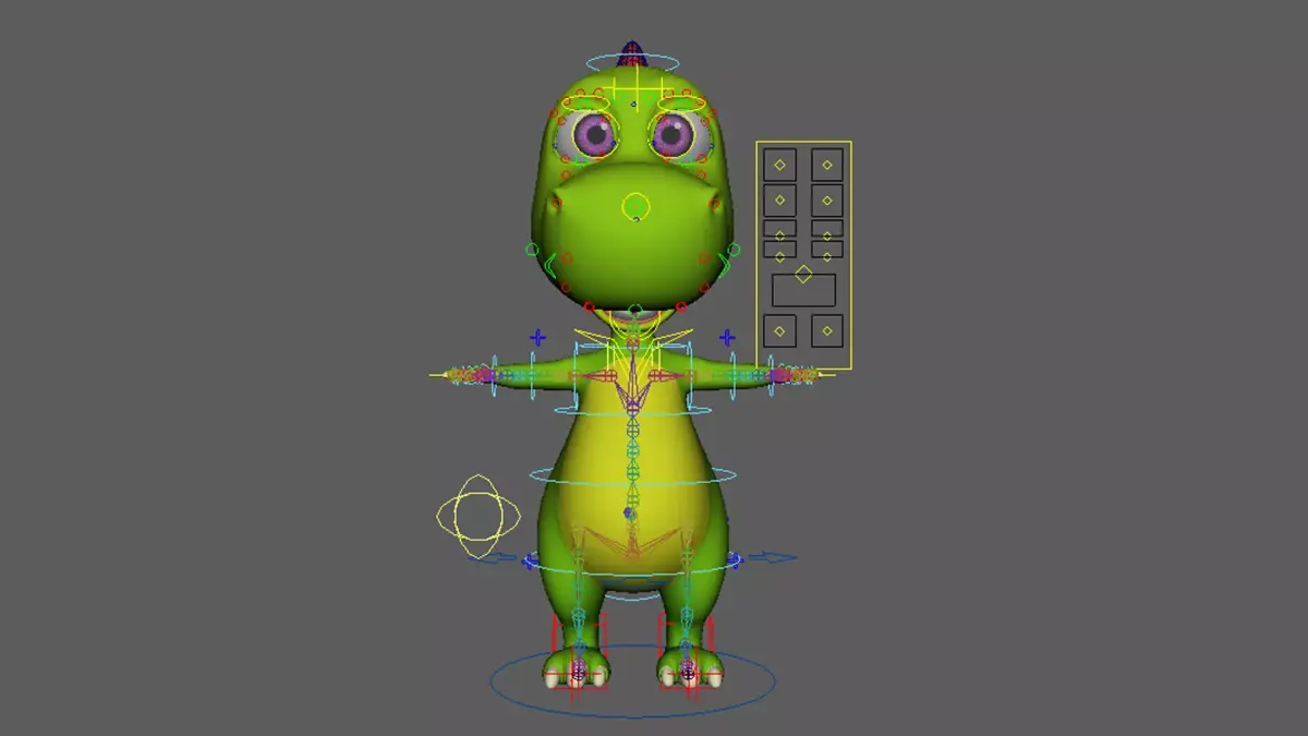 Asset - Cartoons - Animal - Dinosuar - Rig  3D model