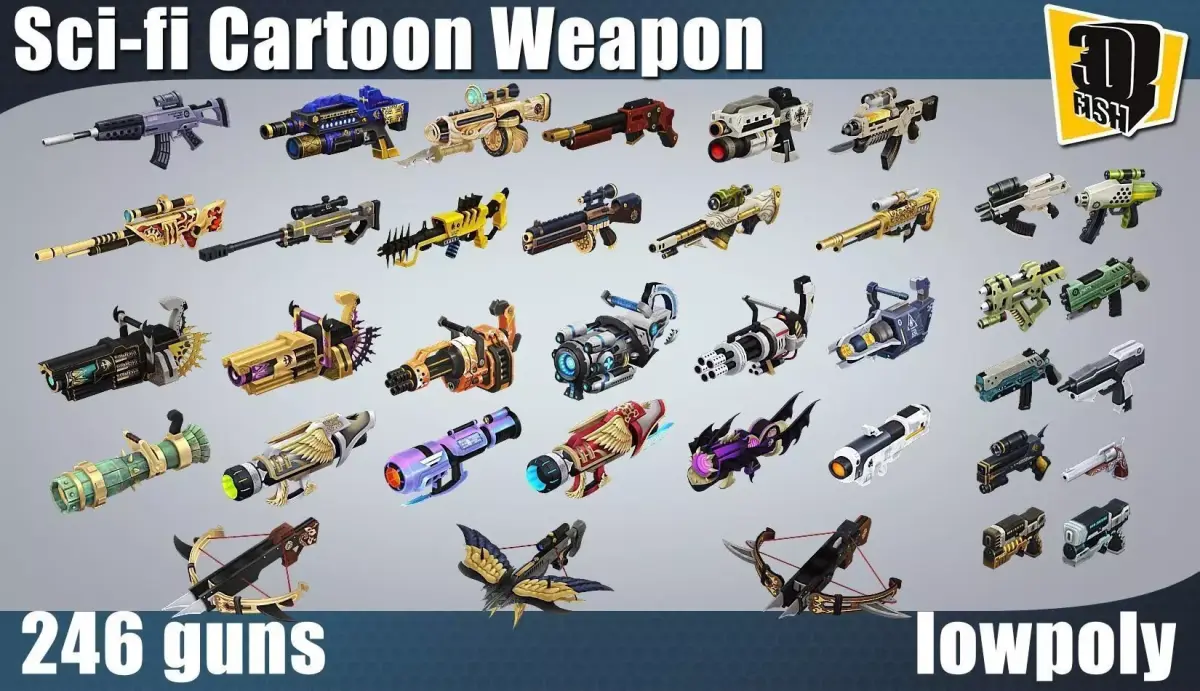 weapon pack vol01 Scifi cartoon weapon  Low-poly 3D model