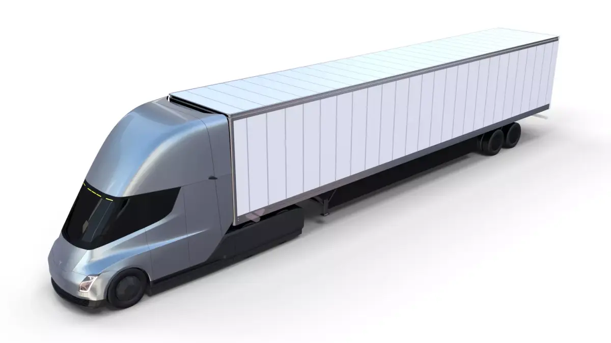 Tesla Truck Silver w trailer 3D model