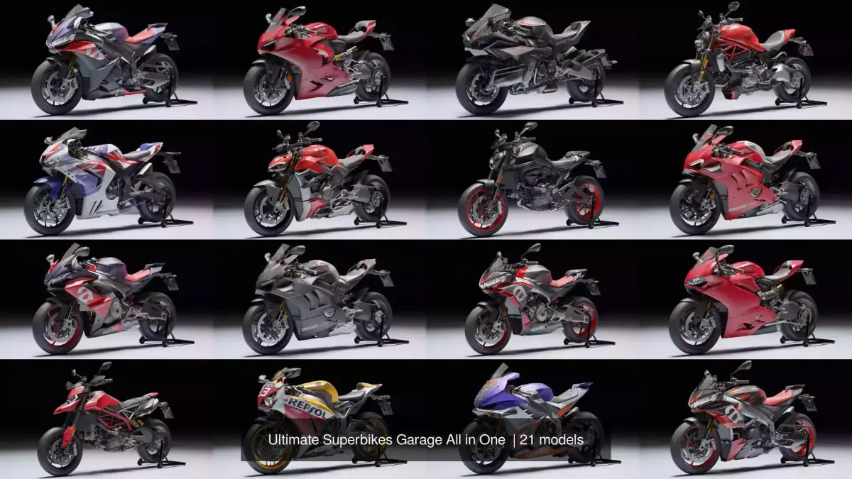 Ultimate Superbikes Garage All in One  3D Model Pack