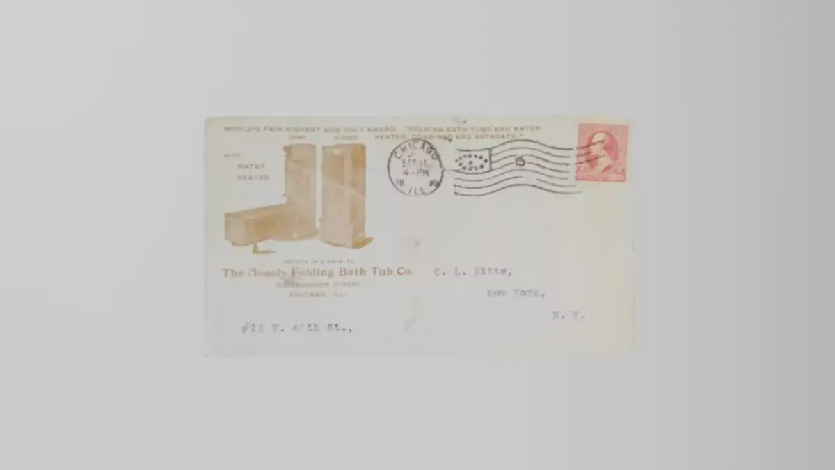 Mosley Folding Bathtub 1899 advertising envelope Low-poly 3D model
