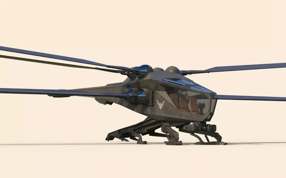 Ornithopter futuristic helicopter with two propellers 3D model