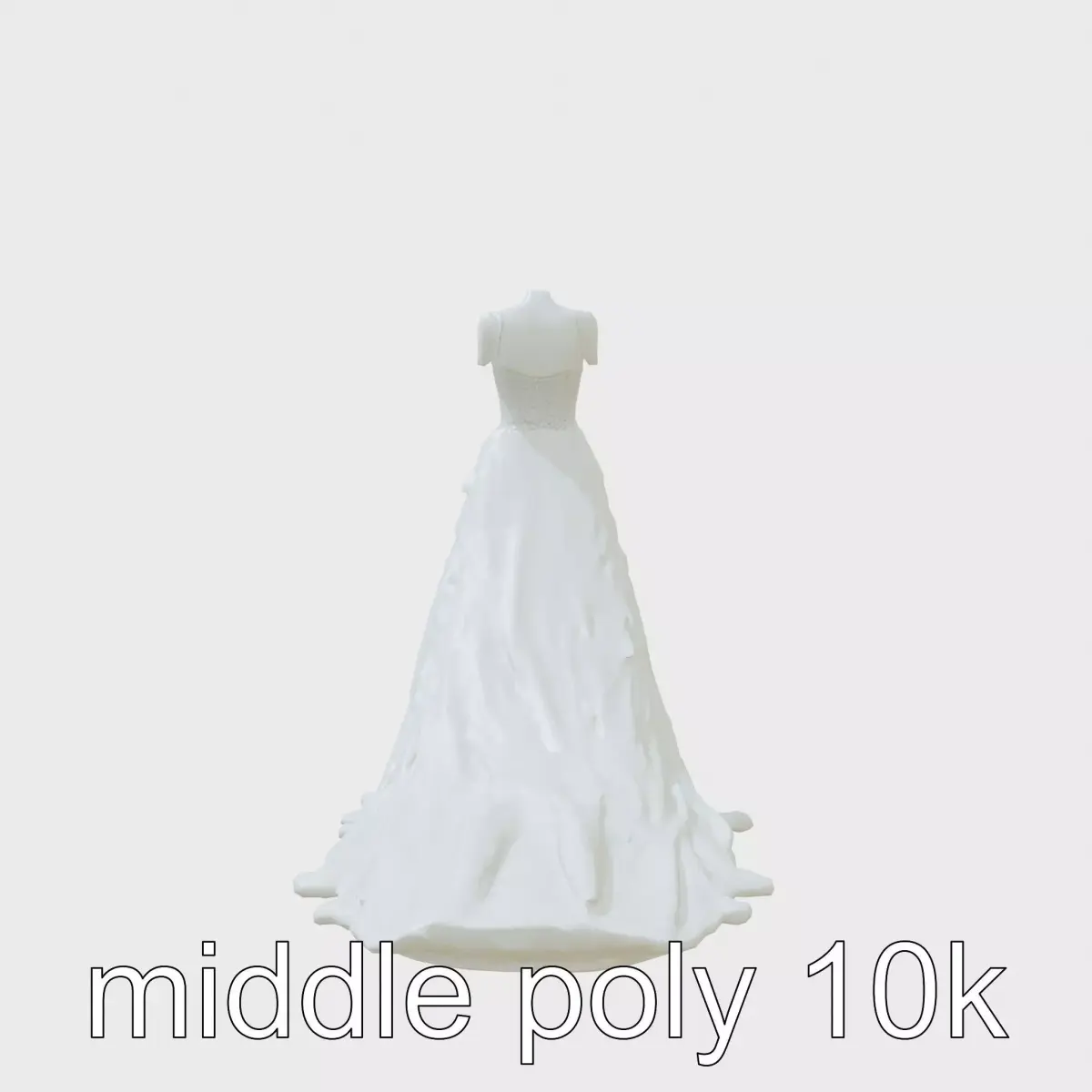 Elegant Wedding Dress Long Train Design Low-poly 3D model