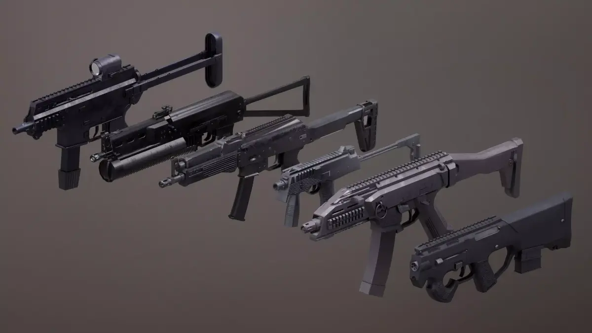 Submachinegun Set 1 gun Low-poly 3D model