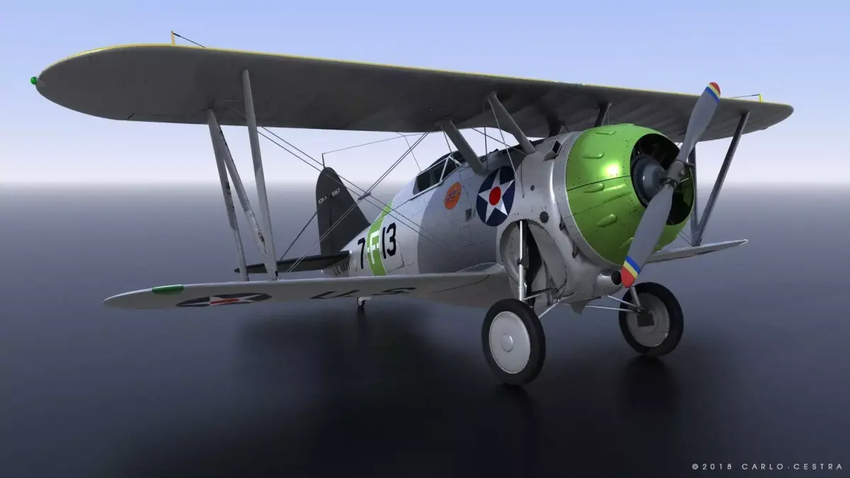 F2F-1 USS Wasp CV-7 1937 Low-poly 3D model