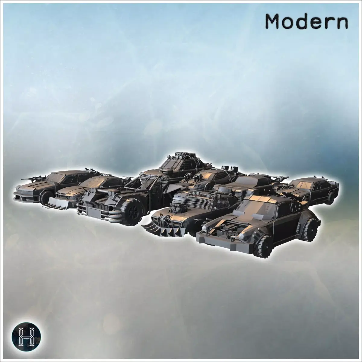 Set of post-apocalypse cars incl BMW 735i buggy  9 - Future Sci- 3D print model