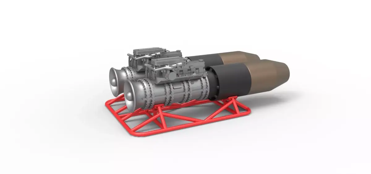 2 Jet engines on the frame Scale 1 to 25 3D print model