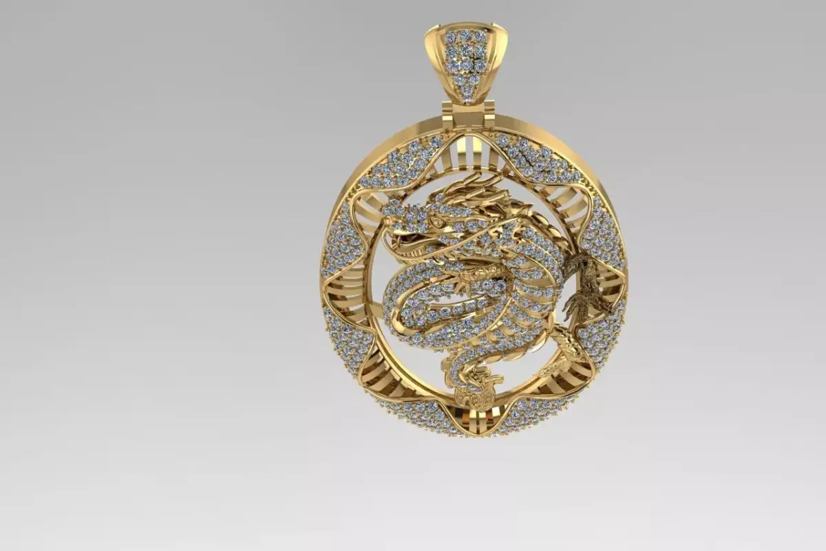 Chinese Dragon Pendant 3D print model 3D print model purchase