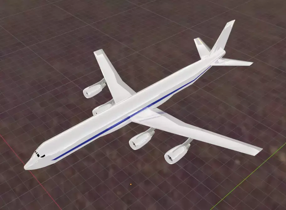 Fictional Quad Engine Modernized 1950s Jetliner DC-8-71 Inspired Low-poly 3D model