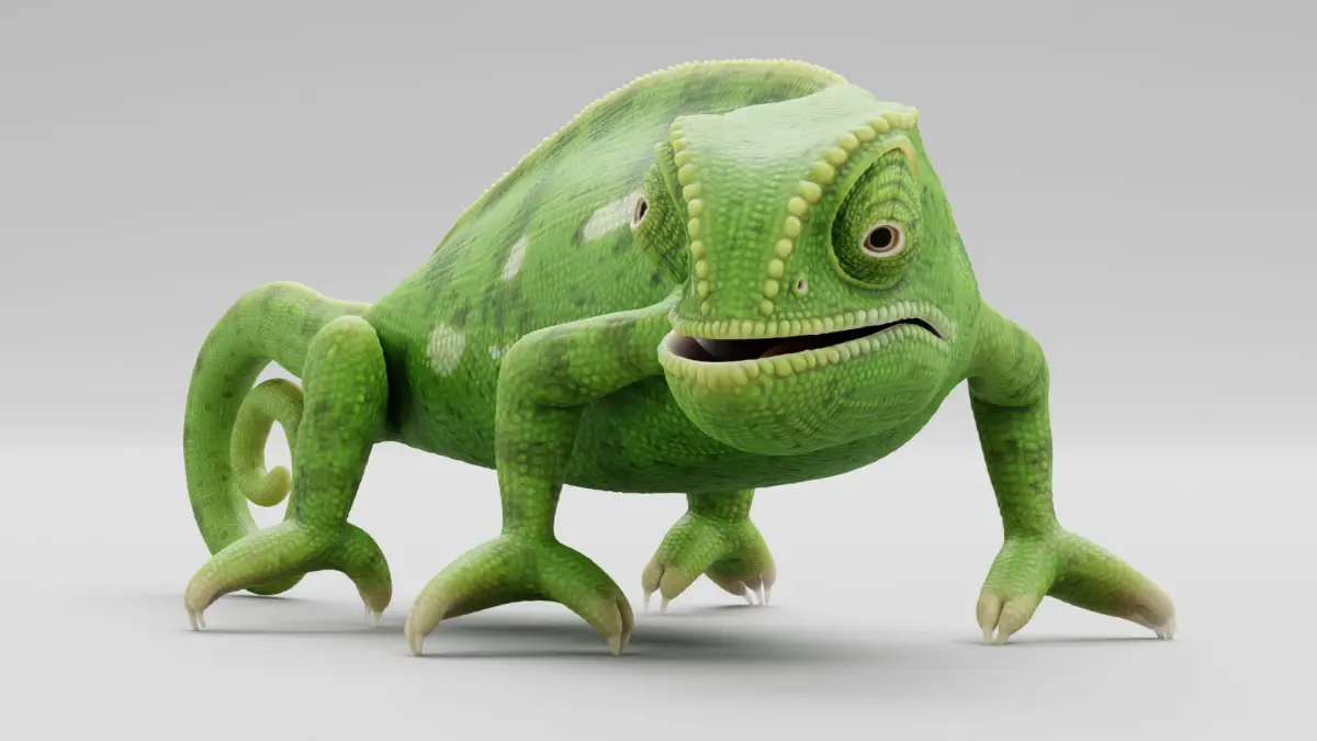 Flap Necked Chameleon Rigged 3D model