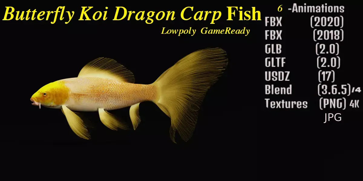 Butterfly Koi Carp Fish Free 3D model