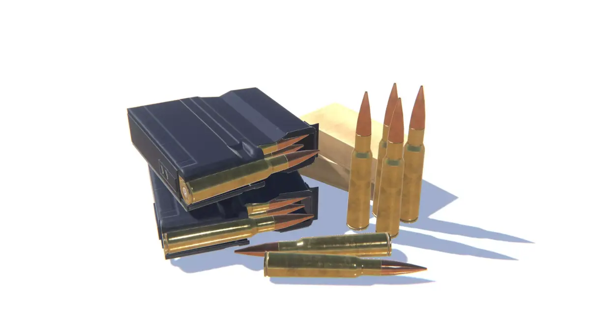 50BMG Ammo Pack Low-poly 3D model