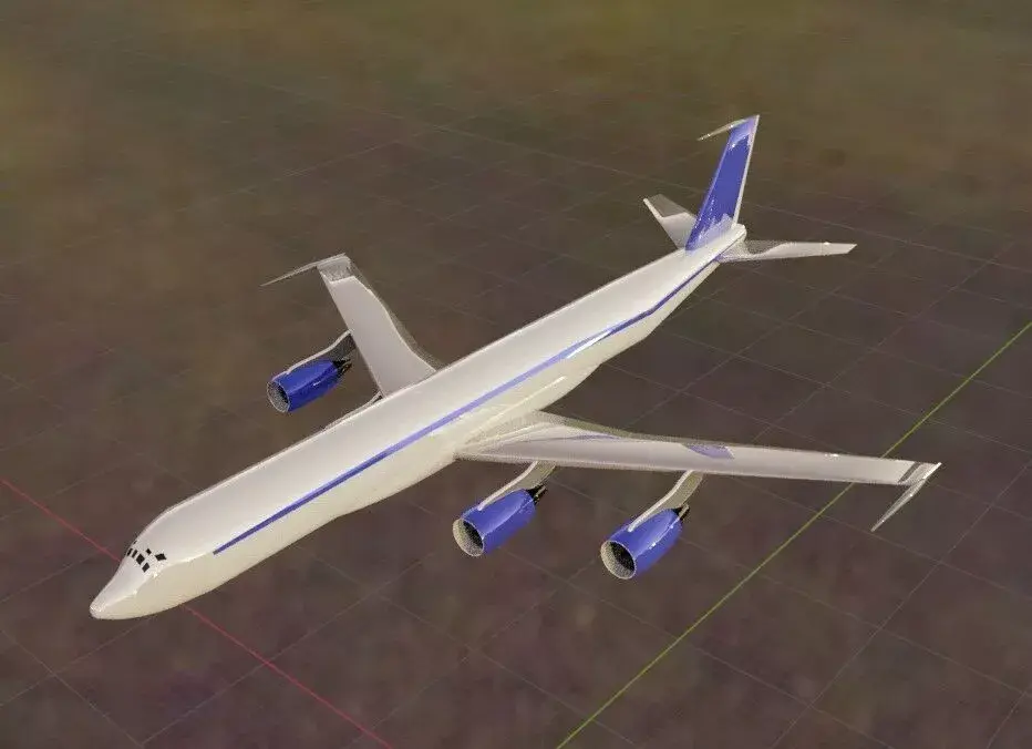 Fictional Proposed Quad Engine Jetliner 707-620 CFM Inspired Low-poly 3D model