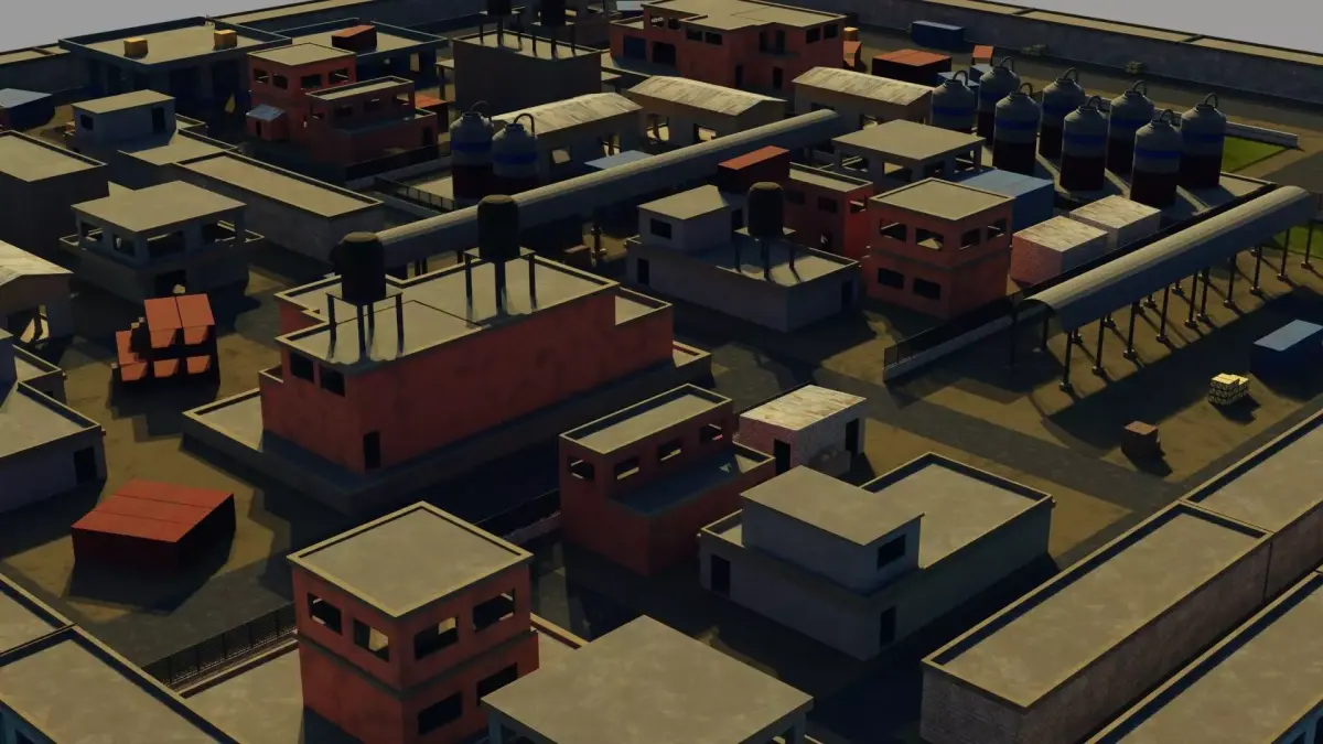 Modular FPS Game Environment and Assets Low-poly 3D model