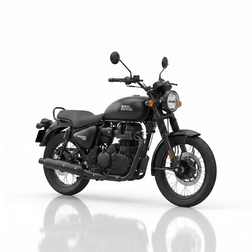 Classic Matte Black Royal Enfield Meteor 350 Cruiser Motorcycle Low-poly 3D model