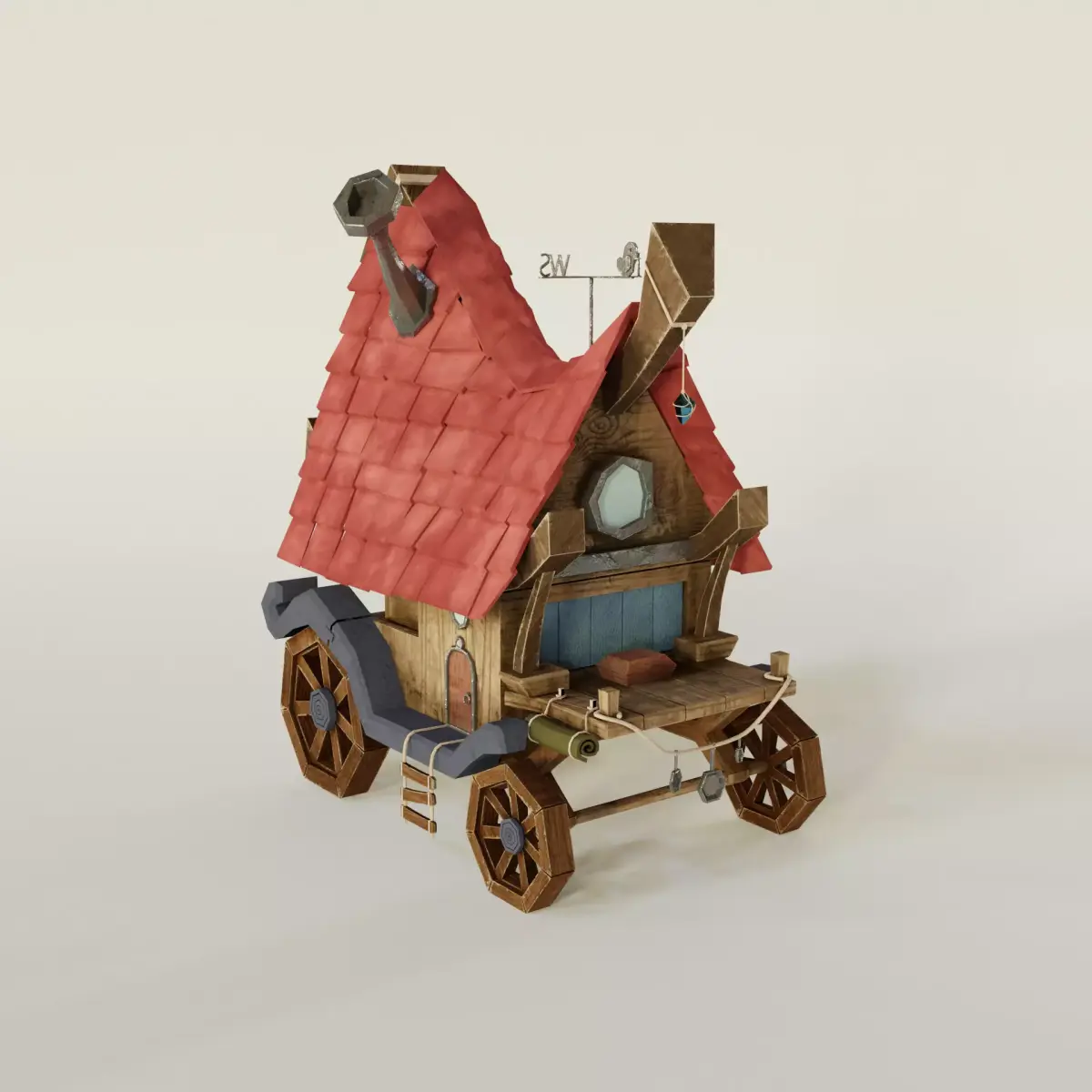Wooden witch hut low poly 3D model Low-poly 3D model