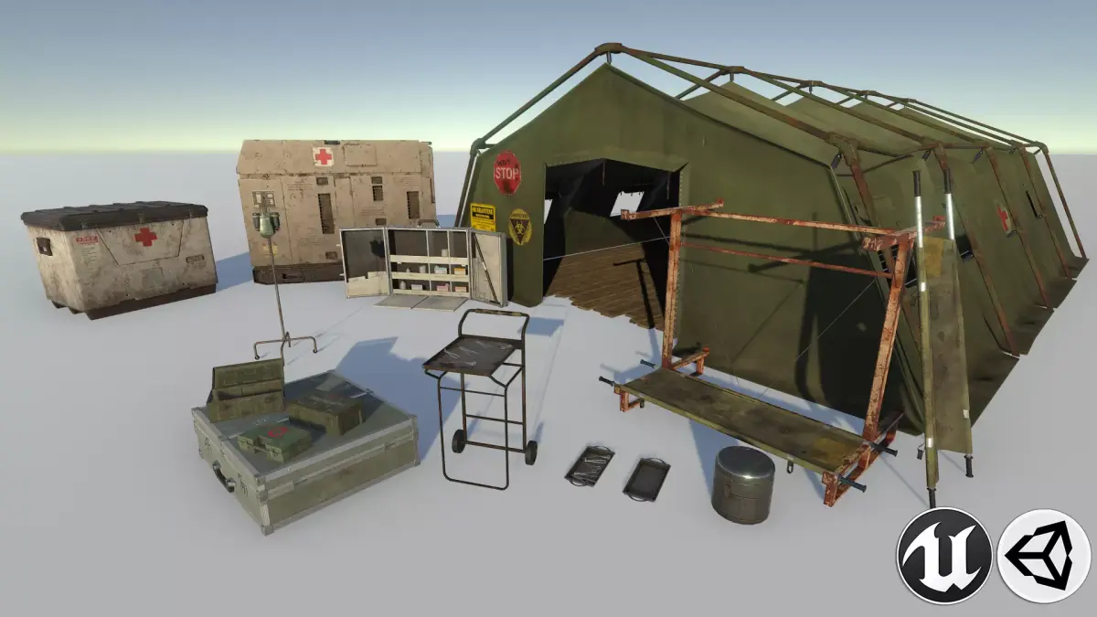 Medical kit pack Low-poly 3D model