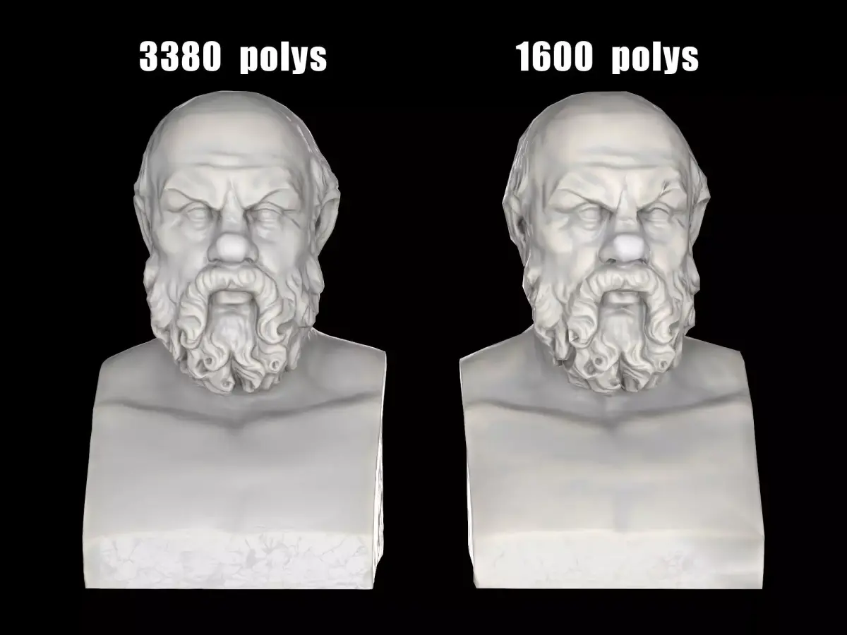 Socrates herm sculpture Low-poly 3D model