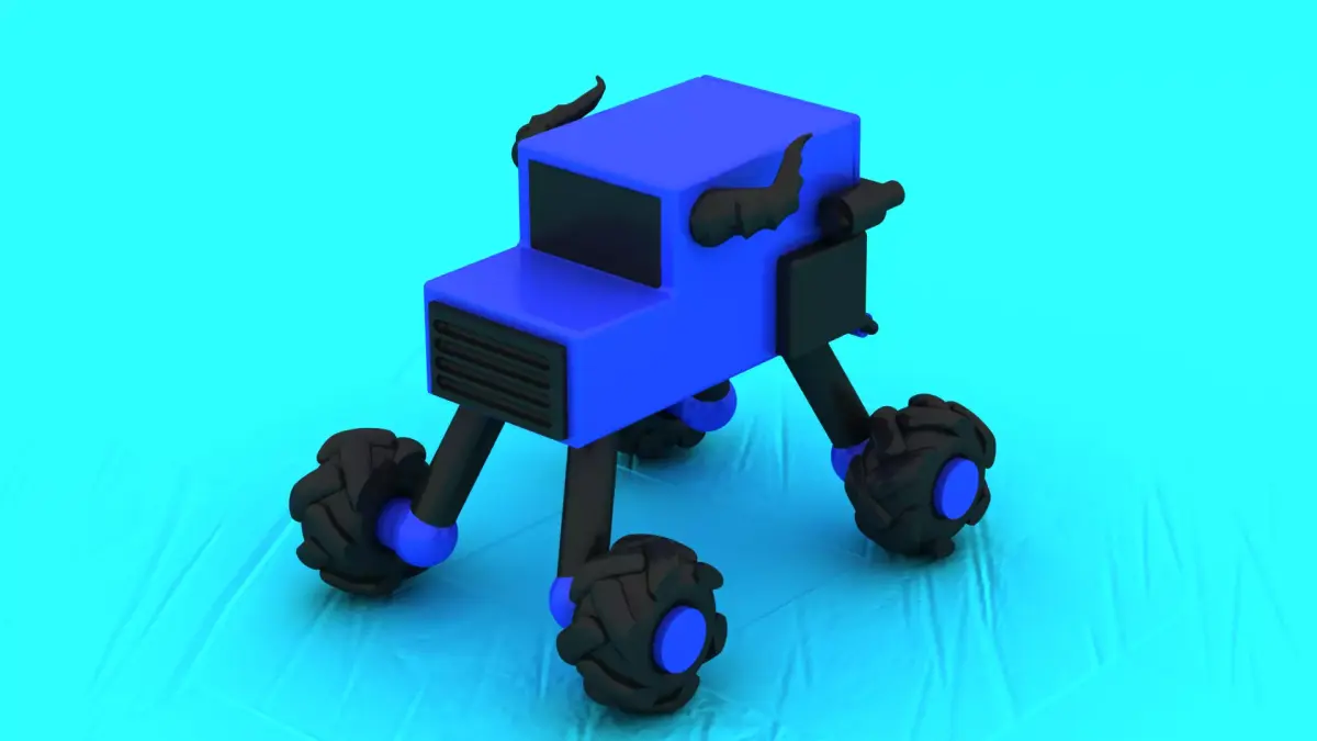 3D Blue Monster Truck with Bold Black Wheels and Horn Design 3D print model