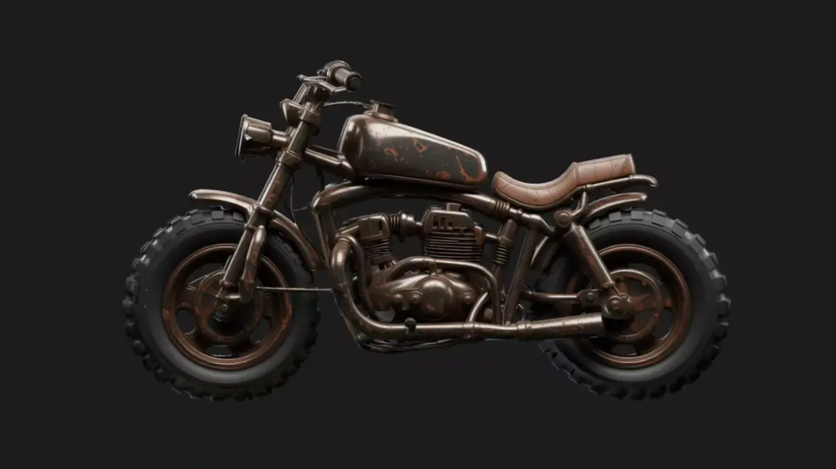 Custom Retro Motorcycle 3D model