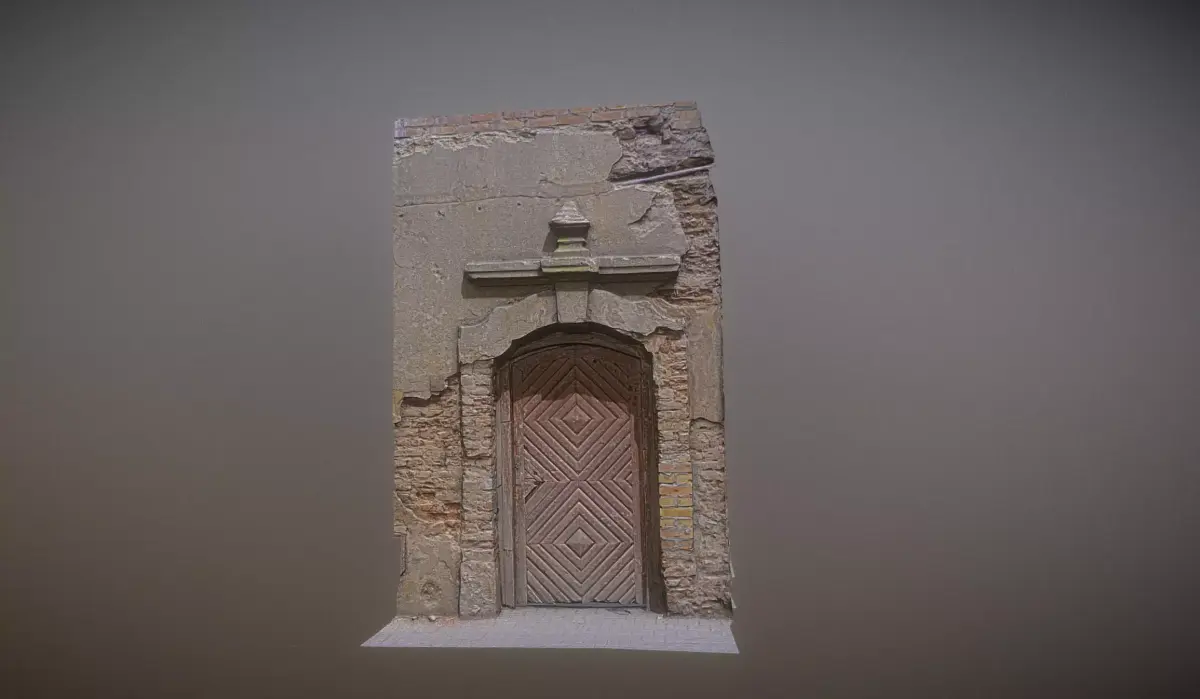 Old broken gate - door with relief decoration Low-poly 3D model