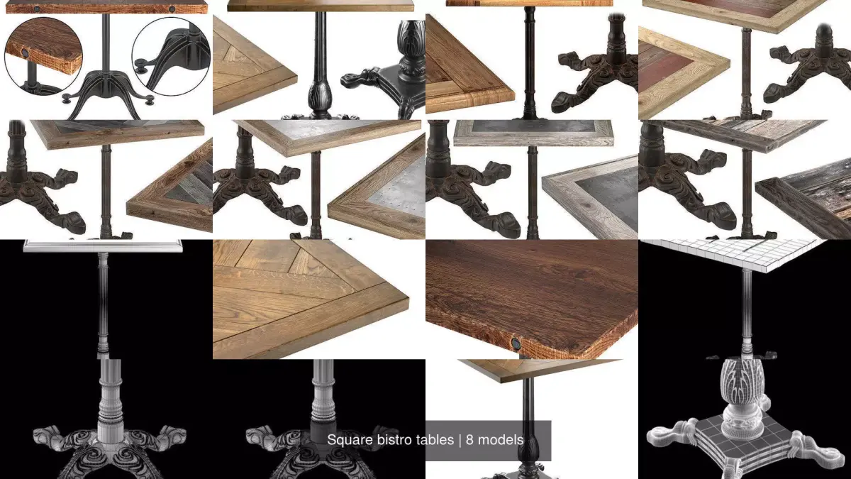 Square bistro tables 3D Model Pack