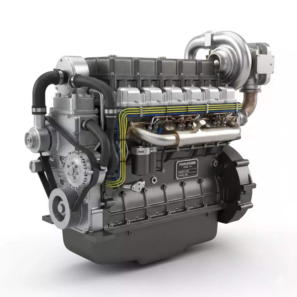 Heavy Duty Turbocharged Diesel Engine Low-poly 3D model