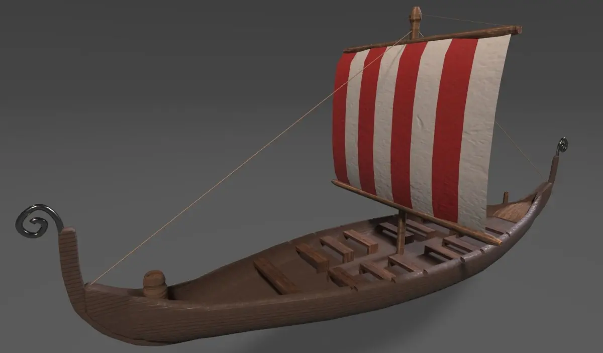 Viking Long Boat Low-poly 3D model