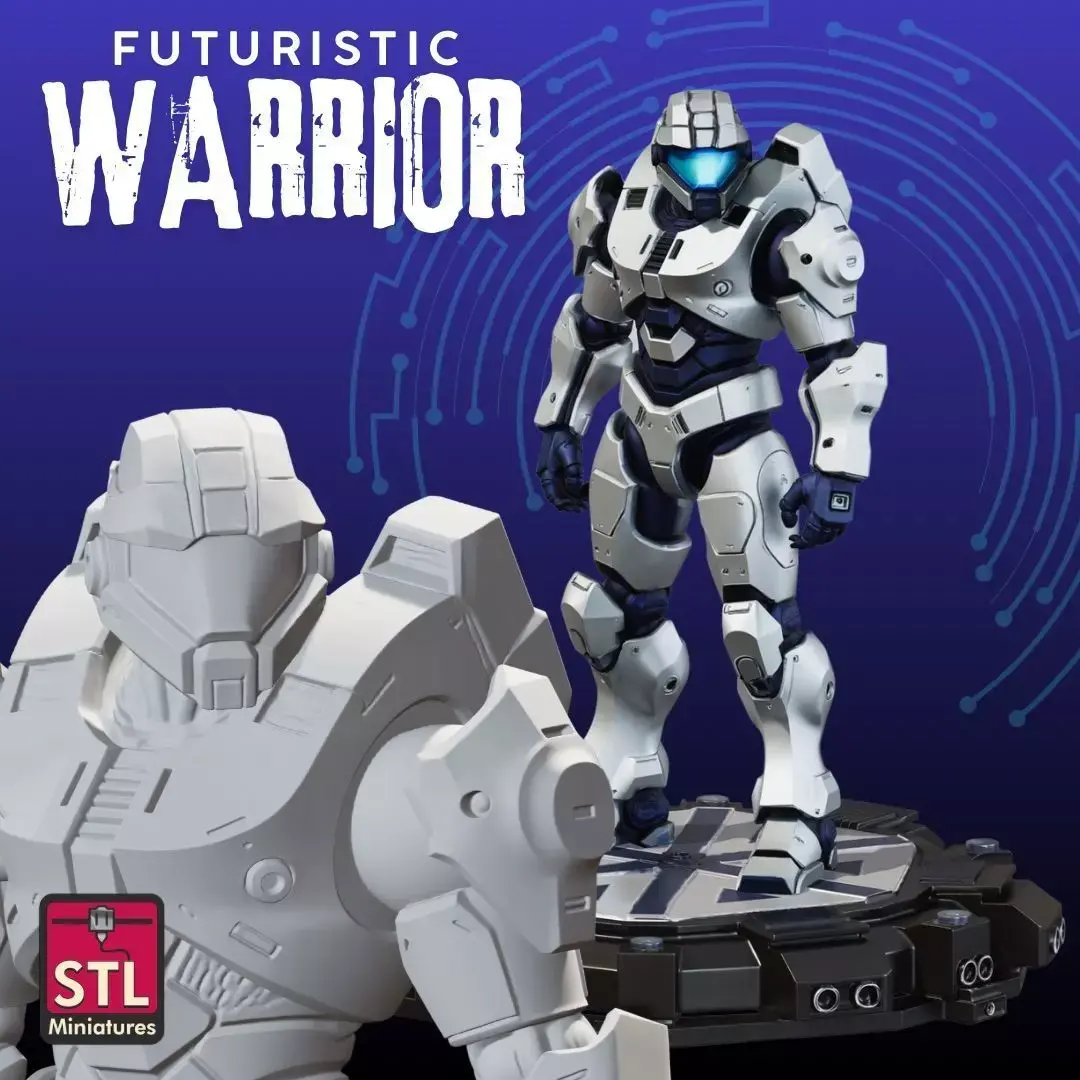Futuristic Warrior STL Sci-Fi Armor Sculpture 3D print model