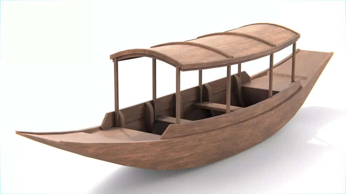 Traditional Thai wooden boat No01 Low-poly 3D model
