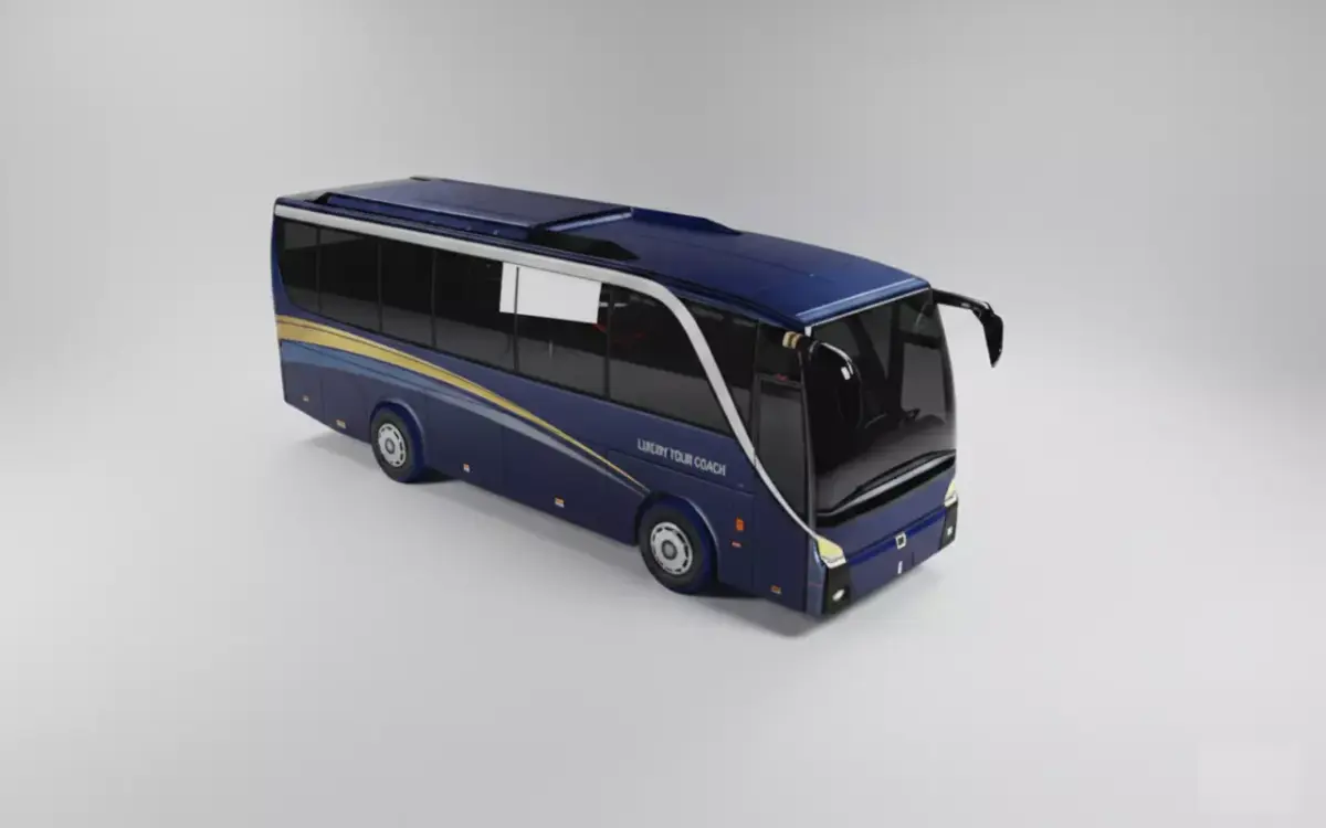 Luxury Low Poly Coach Bus 3D Model 04 Low-poly 3D model