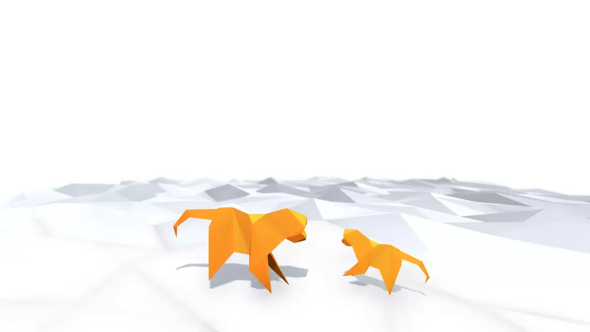 Origami Monkey Low-poly 3D model