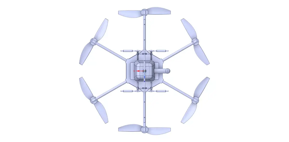 Hexacopter Spray drone solid CAD for CFD 3D model