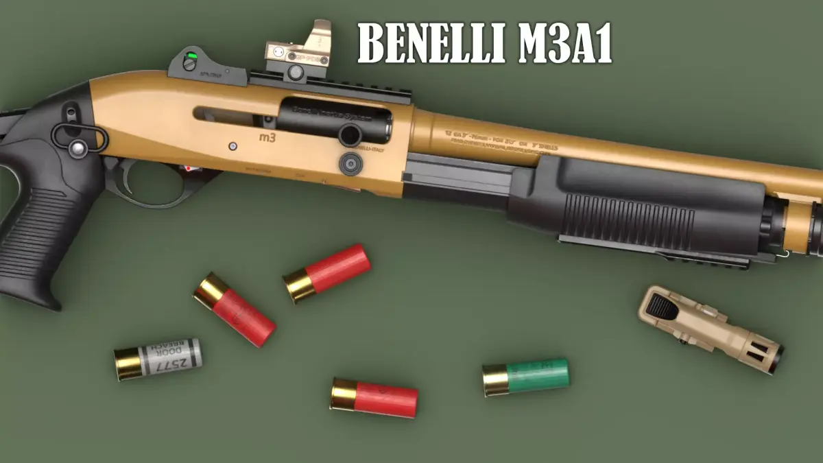 Benelli M3A1 Pack - ADF Combat Shotgun System - Game Asset Low-poly 3D model