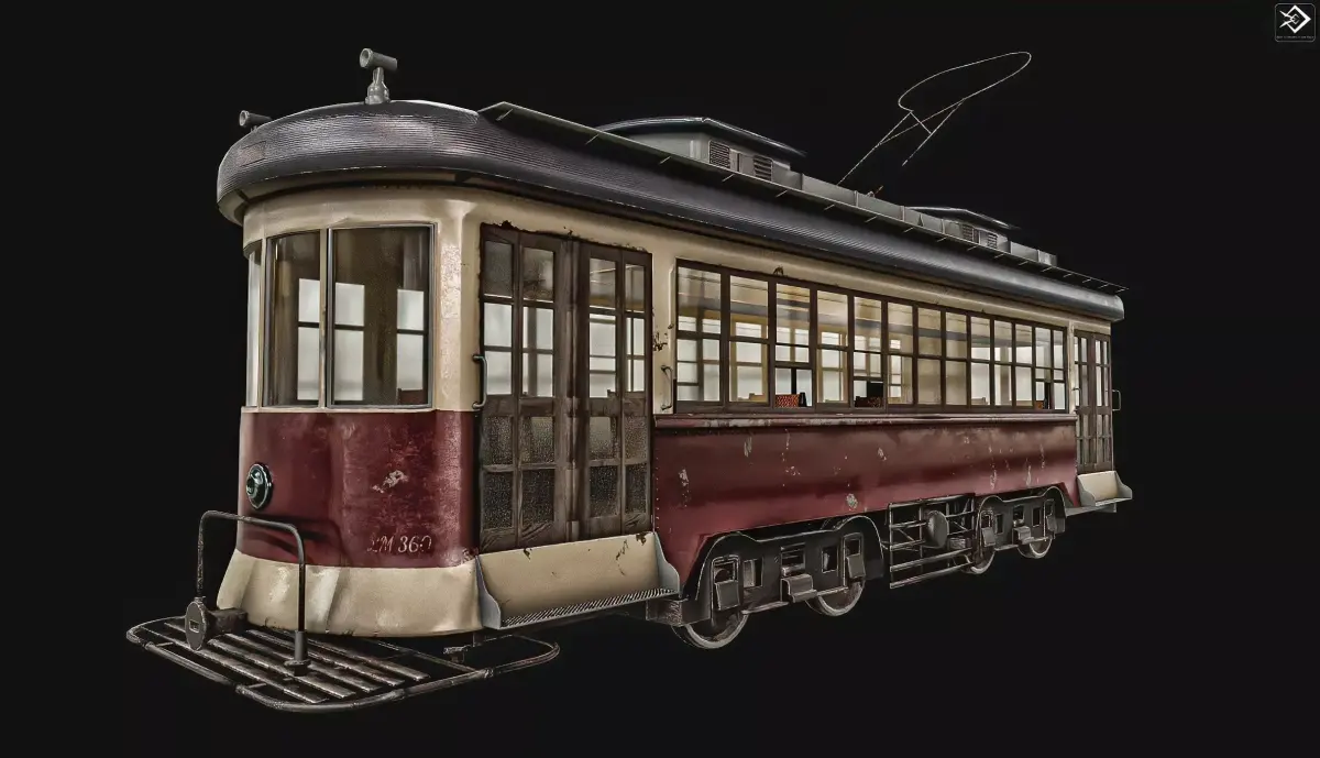 Old Tram Low-poly 3D model get