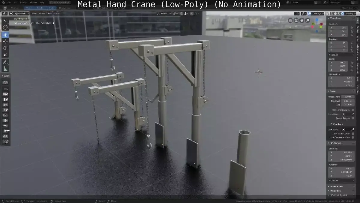 Metal Hand Crane Low-poly 3D model