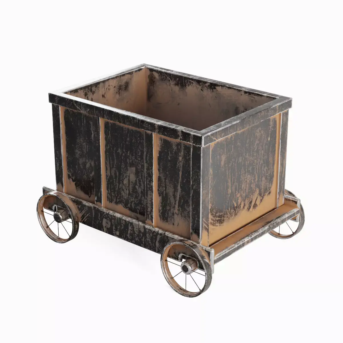 Old Mining Trolley 06 Low-poly 3D model