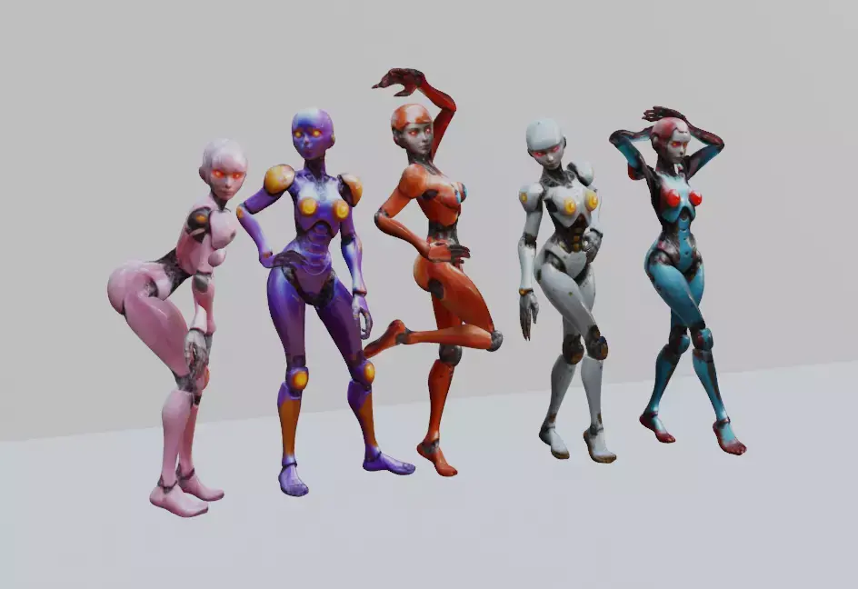 Futuristic Female Robot Assistant 3D model