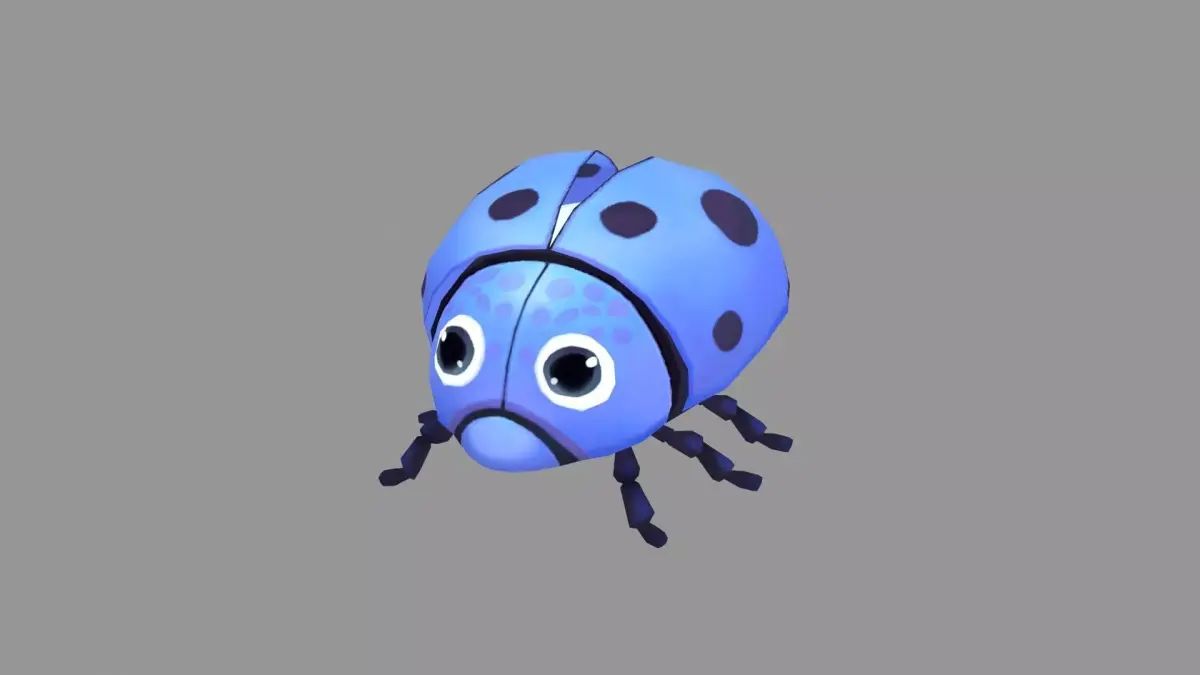 Cartoon Blue Ladybug Low-poly 3D model
